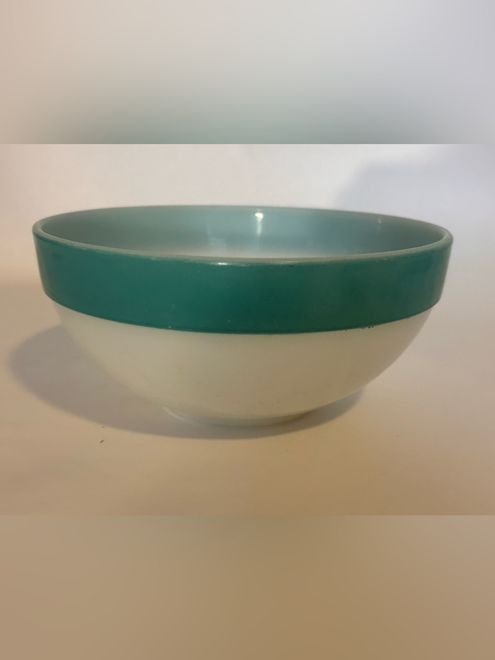 Mid Century Vintage FIRE KING Turquoise Band 7 1/2" Mixing Bowl Oven Ware MCM